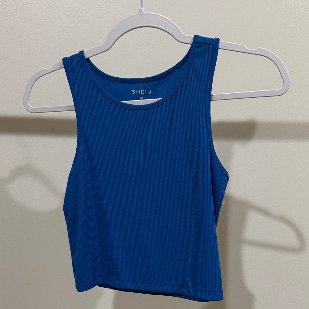 SHEIN Vibrant Blue Sleeveless Crop Top